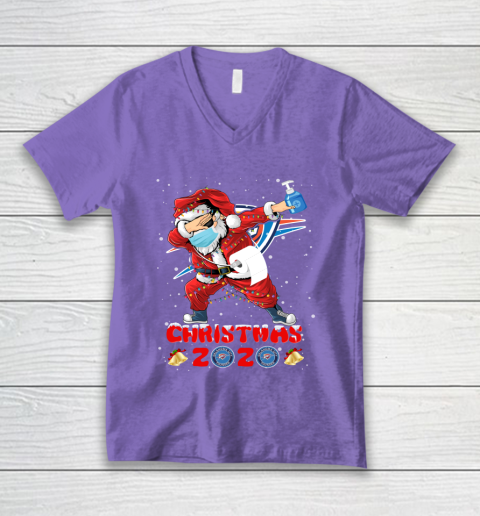 Oklahoma City Thunder Funny Santa Claus Dabbing Christmas 2020 NBA V-Neck T-Shirt 8