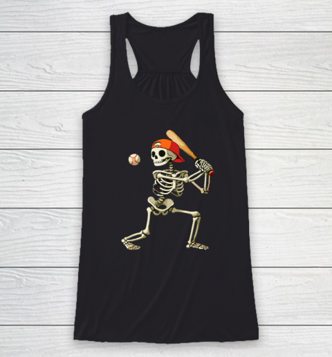 Skeleton Baseball Halloween Costume Funny Racerback Tank