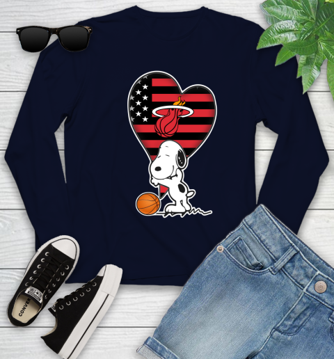 Miami Heat NBA Basketball The Peanuts Movie Adorable Snoopy Youth Long Sleeve 3