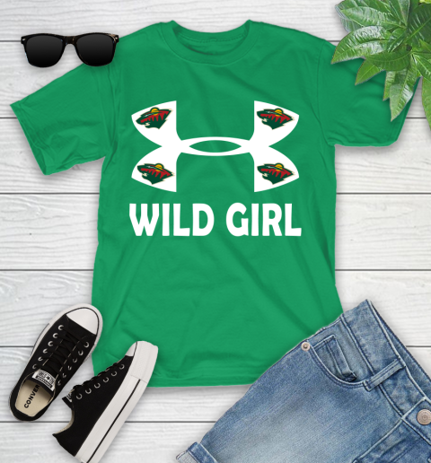 NHL Minnesota Wild Girl Under Armour Hockey Sports Youth T-Shirt 8