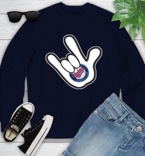 Minnesota Twins MLB Baseball Mickey Rock Hand Disney Youth Sweatshirt 3