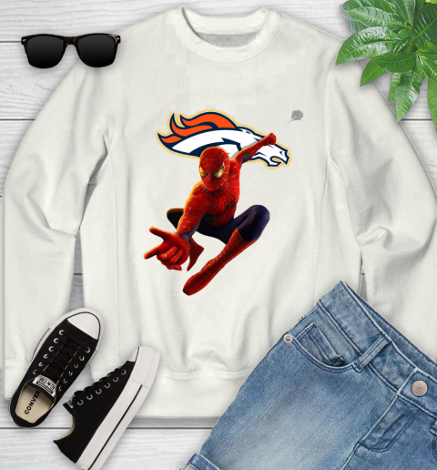 NFL Spider Man Avengers Endgame Football Denver Broncos Youth Sweatshirt