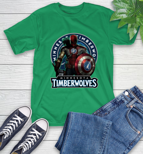 Minnesota Timberwolves NBA Basketball Captain America Thor Spider Man Hawkeye Avengers T-Shirt 7