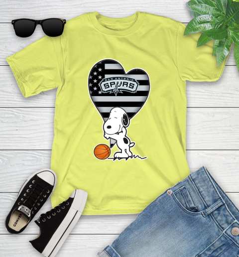San Antonio Spurs NBA Basketball The Peanuts Movie Adorable Snoopy Youth T-Shirt 8