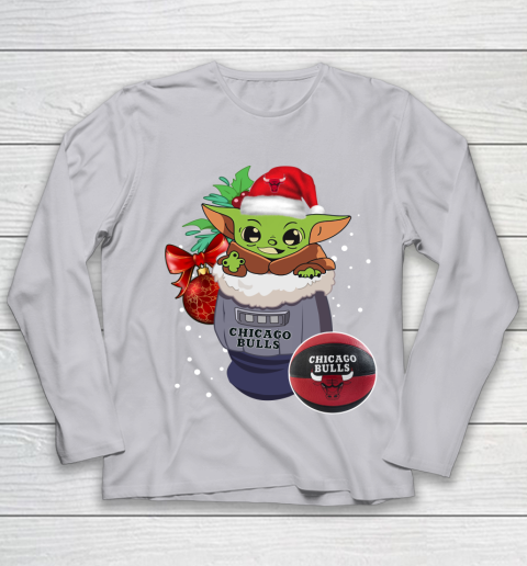 Chicago Bulls Christmas Baby Yoda Star Wars Funny Happy NBA Youth Long Sleeve 5