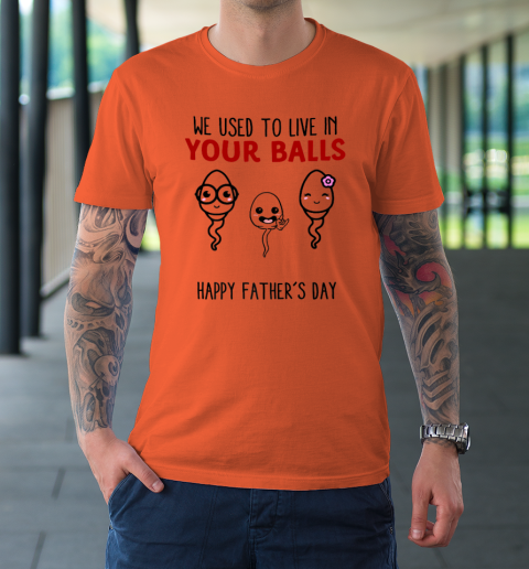 We Used To Live In Your Balls Happy Father's Day Funny T-Shirt 2