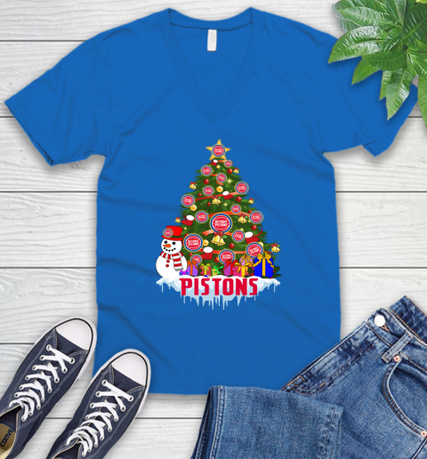 Detroit Pistons Merry Christmas NBA Basketball Sports V-Neck T-Shirt 6