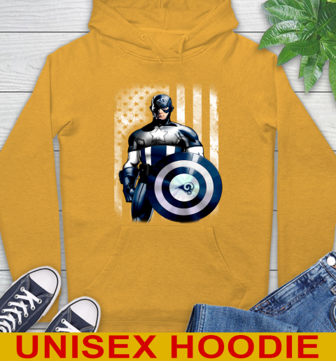 Los Angeles Rams NFL Football Captain America Marvel Avengers American Flag Shirt Hoodie 2