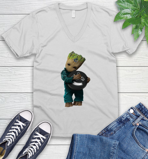 NHL Groot Guardians Of The Galaxy Hockey Sports Vancouver Canucks V-Neck T-Shirt