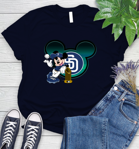 MLB San Diego Padres The Commissioner's Trophy Mickey Mouse Disney Women's T-Shirt 3