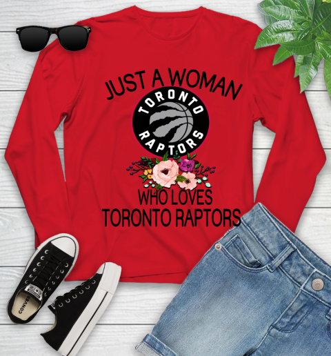 NBA Just A Woman Who Loves Toronto Raptors Basketball Sports Youth Long Sleeve 8