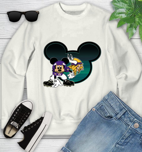 NFL Minnesota Vikings Mickey Mouse Disney Football T Shirt Youth Sweatshirt