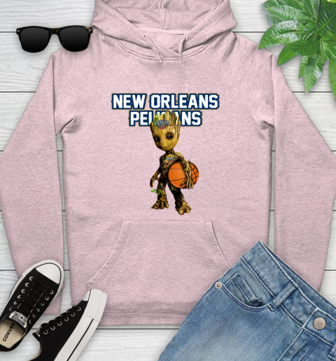 New Orleans Pelicans NBA Basketball Groot Marvel Guardians Of The Galaxy Youth Hoodie 10