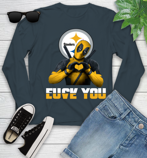 NHL Pittsburgh Steelers Deadpool Love You Fuck You Football Sports Youth Long Sleeve 9
