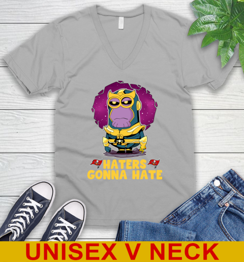 NFL Football Tampa Bay Buccaneers Haters Gonna Hate Thanos Minion Marvel Shirt V-Neck T-Shirt 4