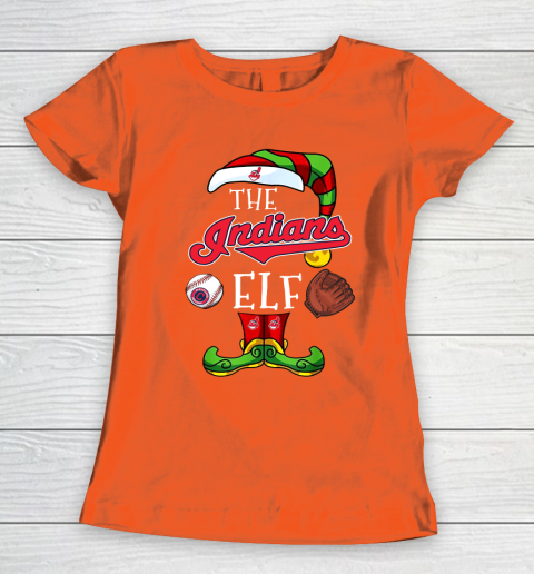 Cleveland Indians Christmas ELF Funny MLB Women's T-Shirt 3