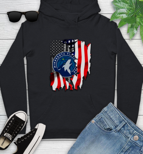 Minnesota Timberwolves NBA Basketball American Flag Youth Hoodie