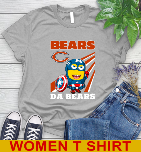 NFL Football Chicago Bears Captain America Marvel Avengers Minion Shirt Women's T-Shirt 5