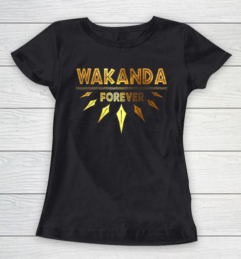 Wakanda Forever Gold Foil Black Panther Women's T-Shirt