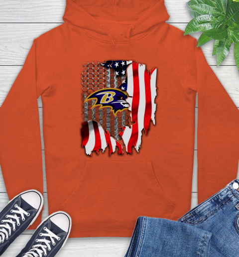 Baltimore Ravens NFL Football American Flag Hoodie 4