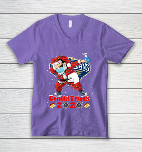 New Orleans Pelicans Funny Santa Claus Dabbing Christmas 2020 NBA V-Neck T-Shirt 8