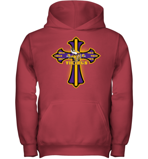 NFL Violet Crusader Cross Minnesota Vikings Youth Hoodie - Rookbrand