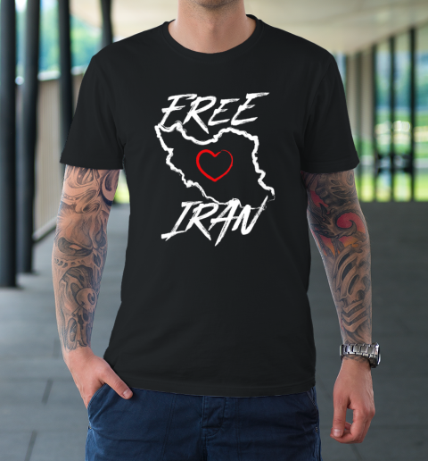 Free Iran Symbol Heart Map Freedom Heart Love T-Shirt