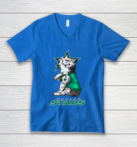 NHL My Cat Loves Dallas Stars Hockey V-Neck T-Shirt 5