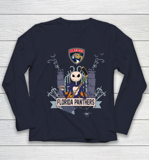 NHL Florida Panthers Hockey Jack Skellington Halloween Youth Long Sleeve 2