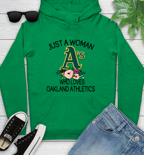 MLB Just A Woman Who Loves Oakland Athletics Baseball Sports Youth Hoodie 5