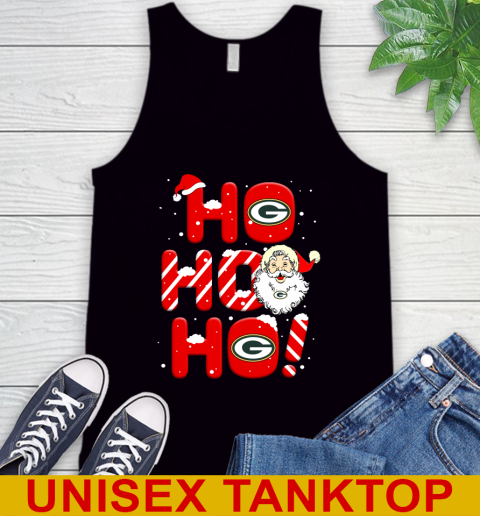 Green Bay Packers NFL Football Ho Ho Ho Santa Claus Merry Christmas Shirt Tank Top