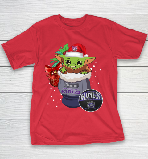 Sacramento Kings Christmas Baby Yoda Star Wars Funny Happy NBA Youth T-Shirt 9