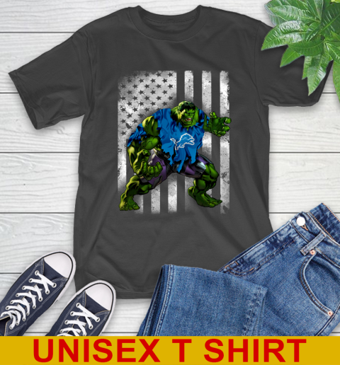 Detroit Lions Hulk Marvel Avengers NFL Football American Flag T-Shirt