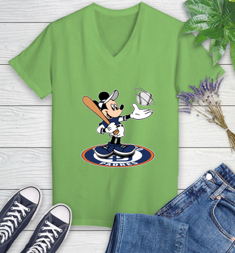 MLB Baseball San Diego Padres Cheerful Mickey Disney Shirt Women's V-Neck T-Shirt 9