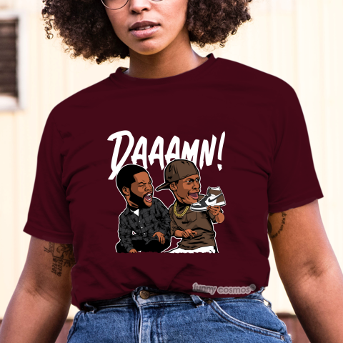 Air Jordan 1 Mocha Matching Sneaker Shirt Daaamn Meme Black White And Mocha Sneaker Dark Chocolate Tshirt