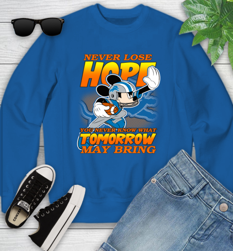 Detroit Lions NFL Football Mickey Disney Never Lose Hope Youth Sweatshirt 7