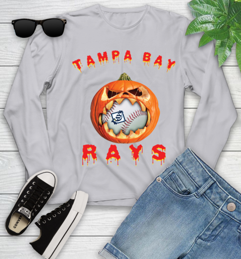 MLB Tampa Bay Rays Halloween Pumpkin Baseball Sports Youth Long Sleeve 5