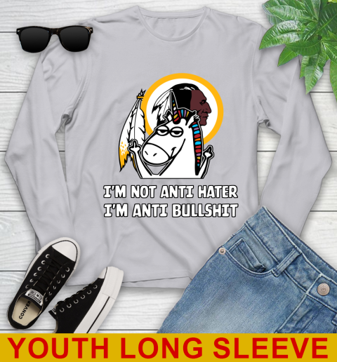 Washington Redskins NFL Football Unicorn I'm Not Anti Hater I'm Anti Bullshit Youth Long Sleeve 6
