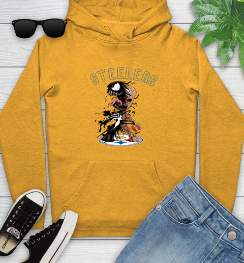 NFL Pittsburgh Steelers Football Venom Groot Guardians Of The Galaxy Youth Hoodie 3