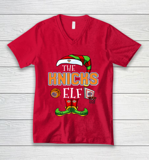 New York Knicks Christmas ELF Funny NBA V-Neck T-Shirt 6