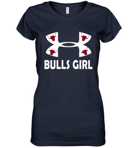 NBA Chicago Bulls Girl Under Armour Basketball Sports rvBPmMKtRkA women v neck t shirt 39 95 151514 front navy