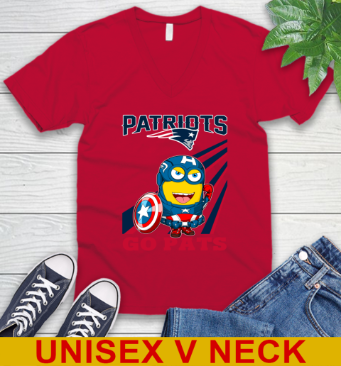 NFL Football New England Patriots Captain America Marvel Avengers Minion Shirt V-Neck T-Shirt 6