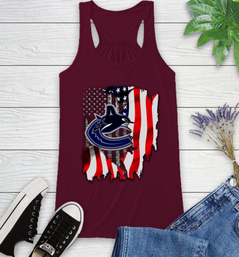 Vancouver Canucks NHL Hockey American Flag Racerback Tank 2