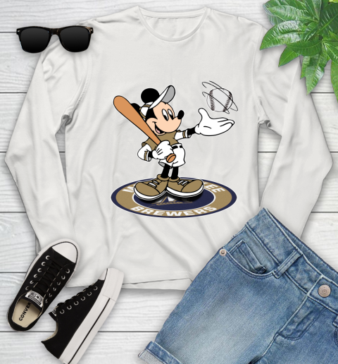 MLB Baseball Milwaukee Brewers Cheerful Mickey Disney Shirt Youth Long Sleeve 13 MLB Baseball Milwaukee Brewers Cheerful Mickey Disney Shirt Youth Long Sleeve - Image 13