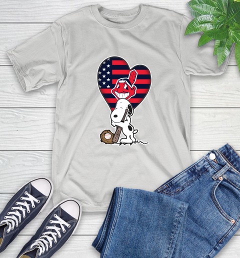 Cleveland Indians MLB Baseball The Peanuts Movie Adorable Snoopy T-Shirt