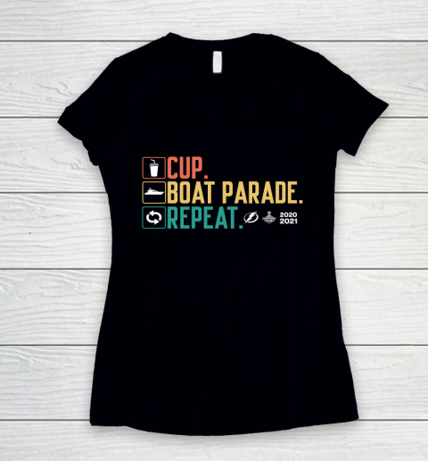 Cup boat parade repeat Tampa bay Lightnings Women's V-Neck T-Shirt