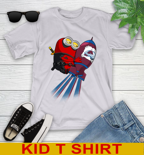 NHL Hockey Colorado Avalanche Deadpool Minion Marvel Shirt Youth T-Shirt 4