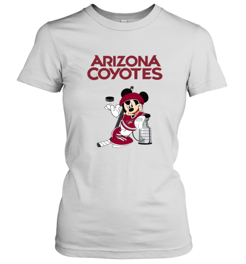 Mickey Arizona Coyotes With The Stanley Cup Hockey NHL Women's T-Shirt