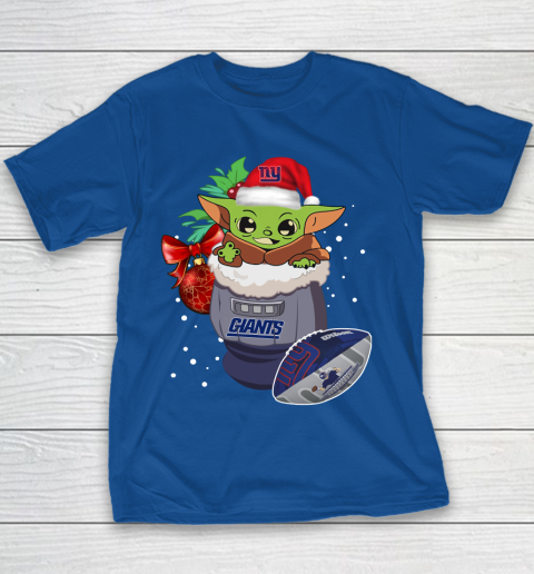 New York Giants Christmas Baby Yoda Star Wars Funny Happy NFL Youth T-Shirt 8