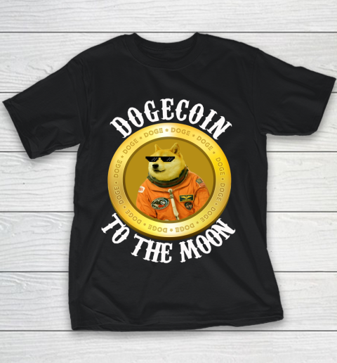 Dogecoin Cool Moon Astronaut Meme Crypto Youth T-Shirt